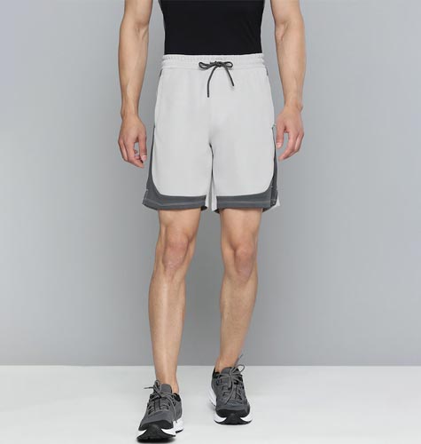 Men Grey Colourblocked Slim Fit Training or Gym Sports Shorts